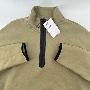 Nike Tech Pullover Fleece Men's MED Quarter Zip Khaki Neutral Olive FB7998-276